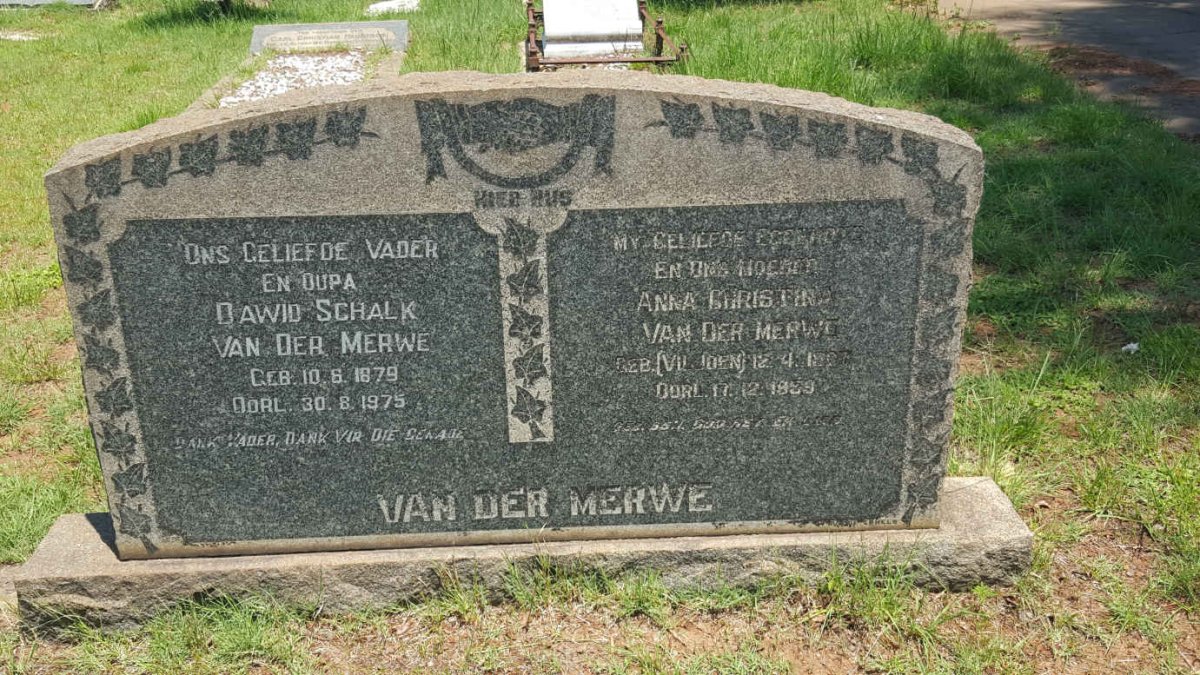 MERWE Dawid Schalk, van der 1879-1975 &amp; Anna Christina VILJOEN 18?7-19??