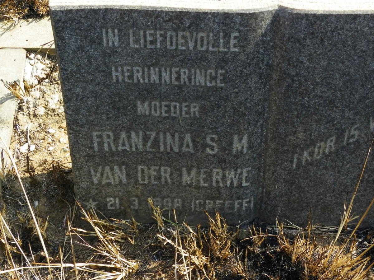 MERWE Franzina S.M., van der nee GREEFF 1898-