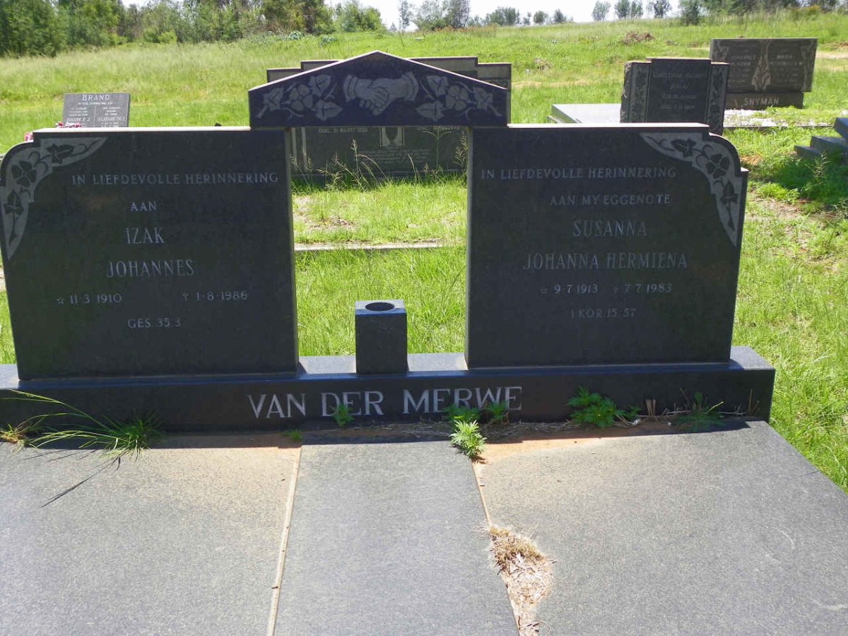 MERWE Izak Johannes, van der 1910-1986 &amp; Susanna Johanna Hermiena 1913-1983