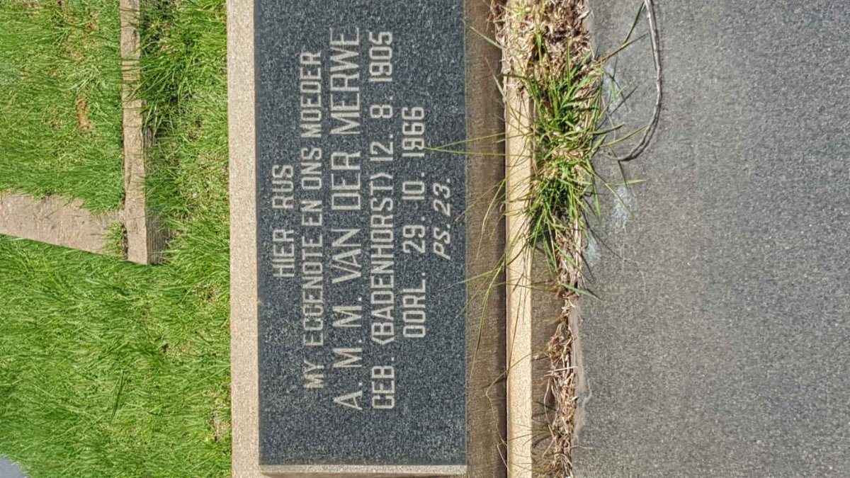 MERWE A.M.M., van der nee BADENHORST 1905-1966