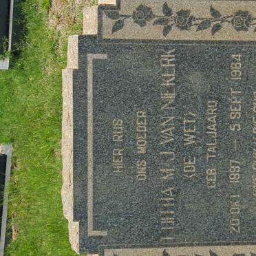 NIEKERK Luitha M.J., van voorheen DE WET nee TALJAARD 1897-1964