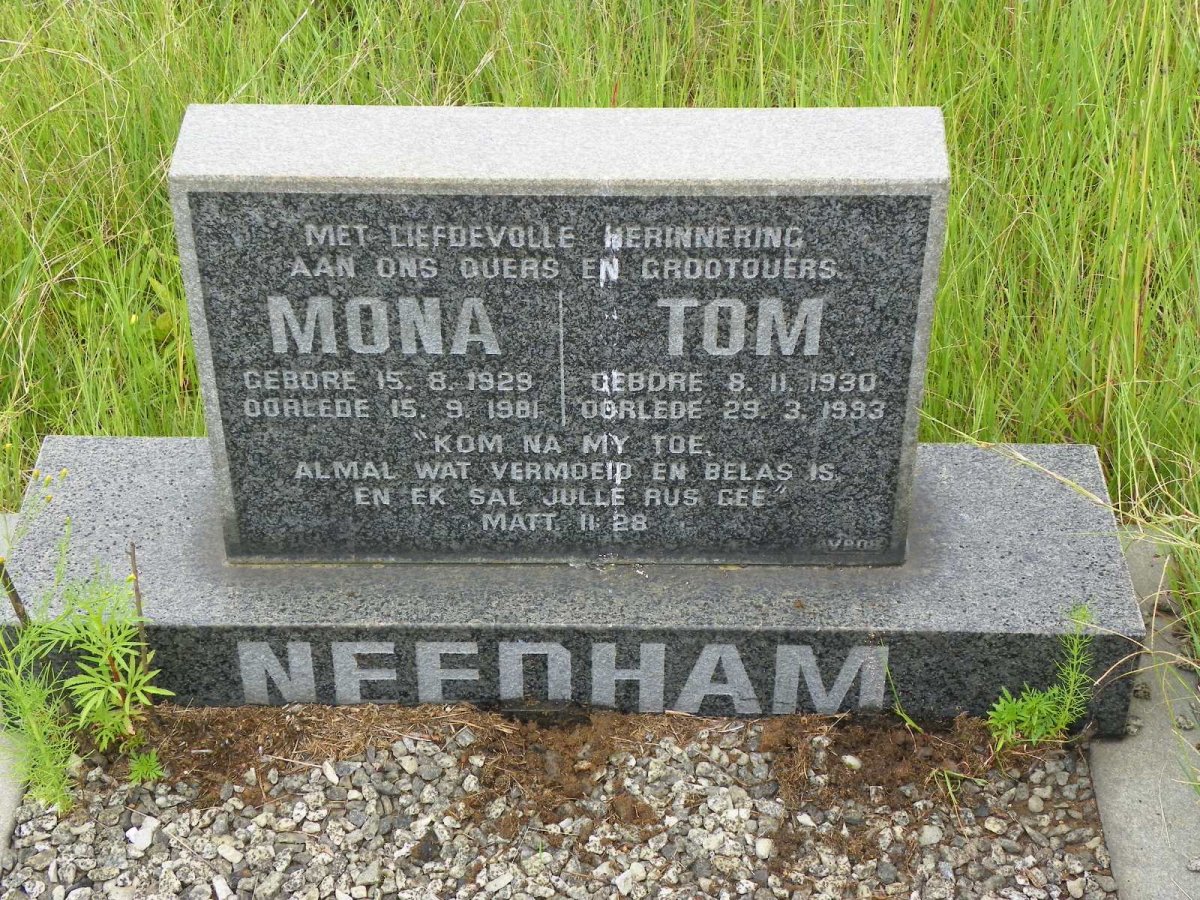 NEEDHAM Tom 1930-1993 &amp; Mona 1929-1981