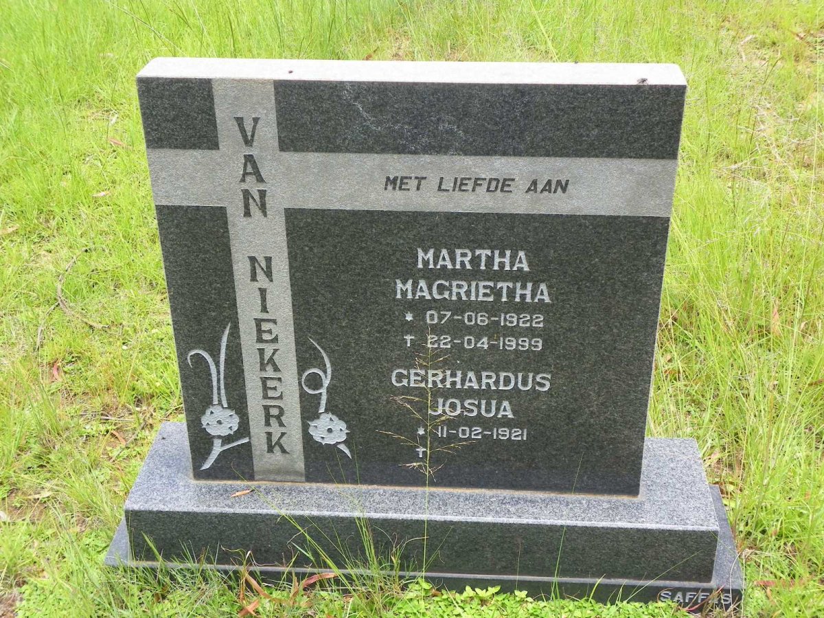 NIEKERK Gerhardus Josua, van 1921- &amp; Martha Magrietha 1922-1999