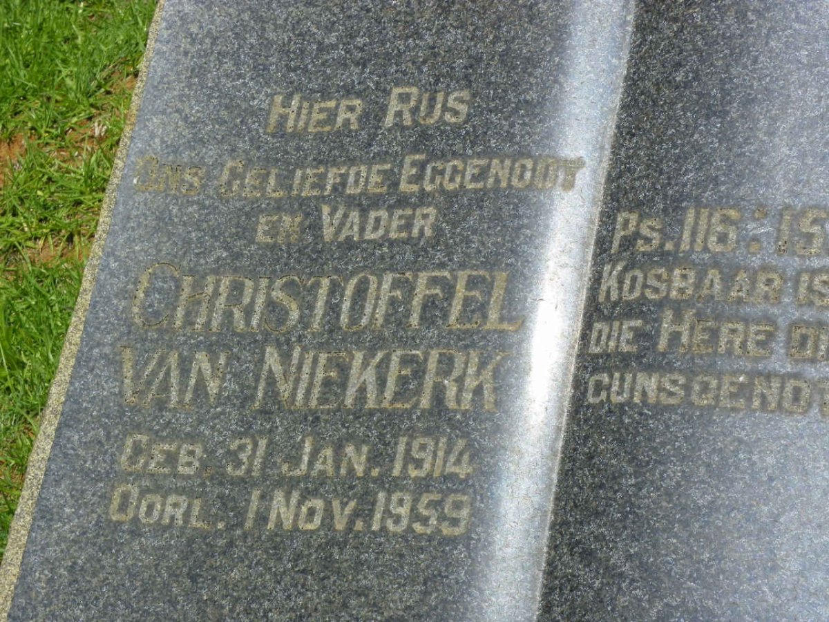 NIEKERK Christoffel, van 1914-1959