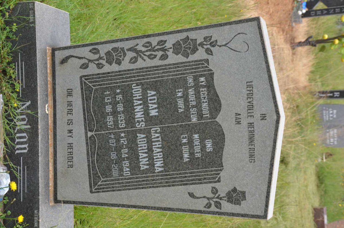 NOLAN Adam Johannes 1939-1997 &amp; Catharina Adriana 1940-2001