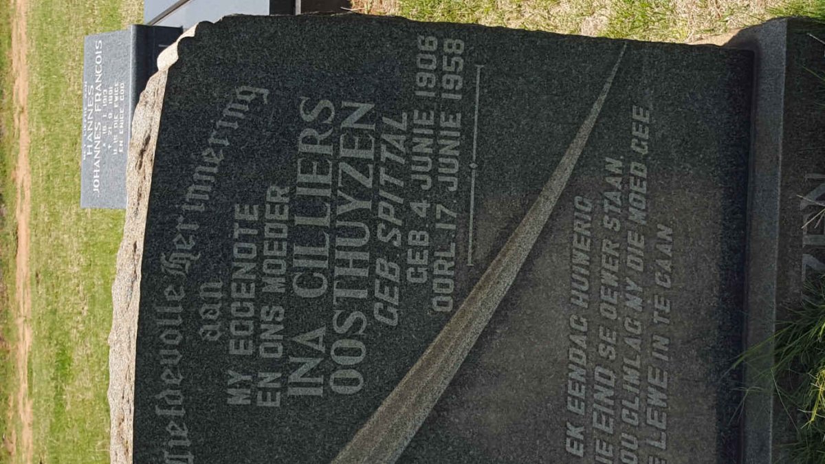 OOSTHUYZEN Ina Cilliers nee SPITTAL 1906-1958
