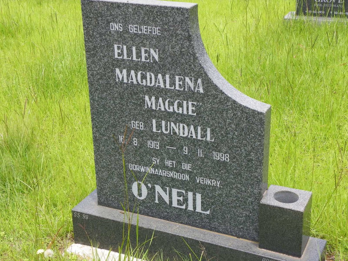 O'NEIL Ellen Magdalena nee LUNDALL 1913-1998