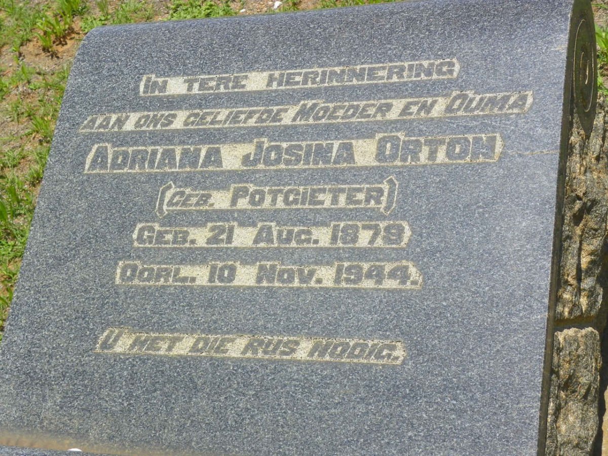 ORTON Adriana Josina nee POTGIETER 1878-1944