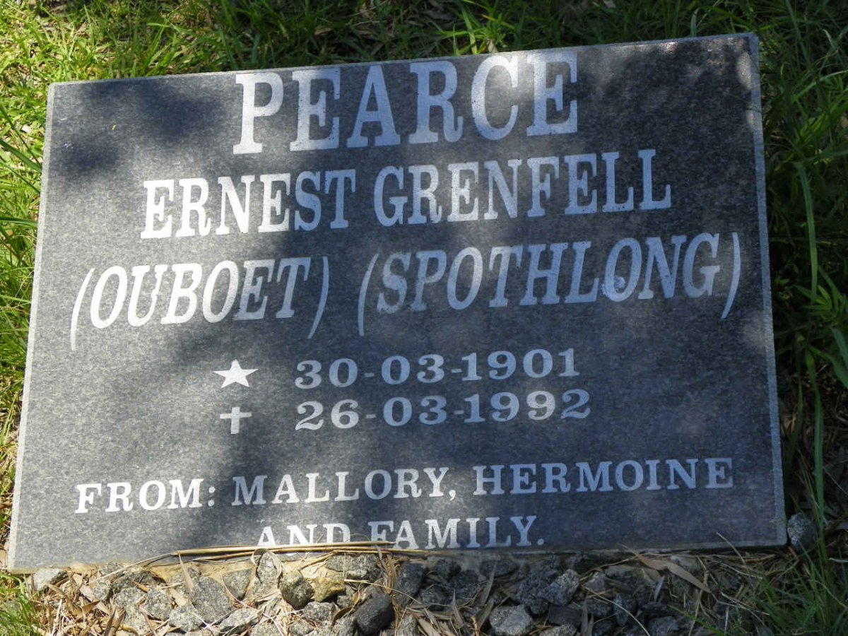PEARCE Ernest Grenfell 1901-1992