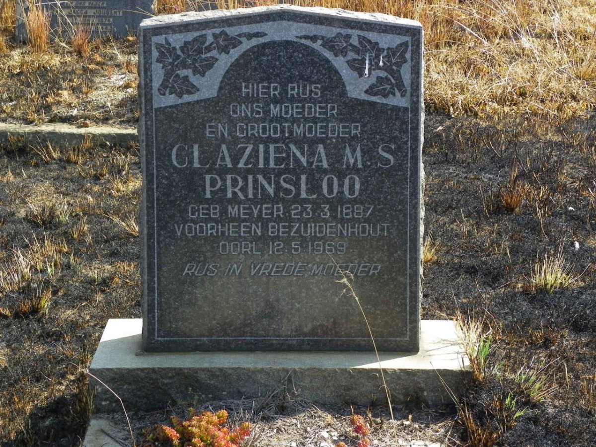 PRINSLOO Claziena M.S. voorheen BEZUIDENHOUT nee MEYER 1887-1969