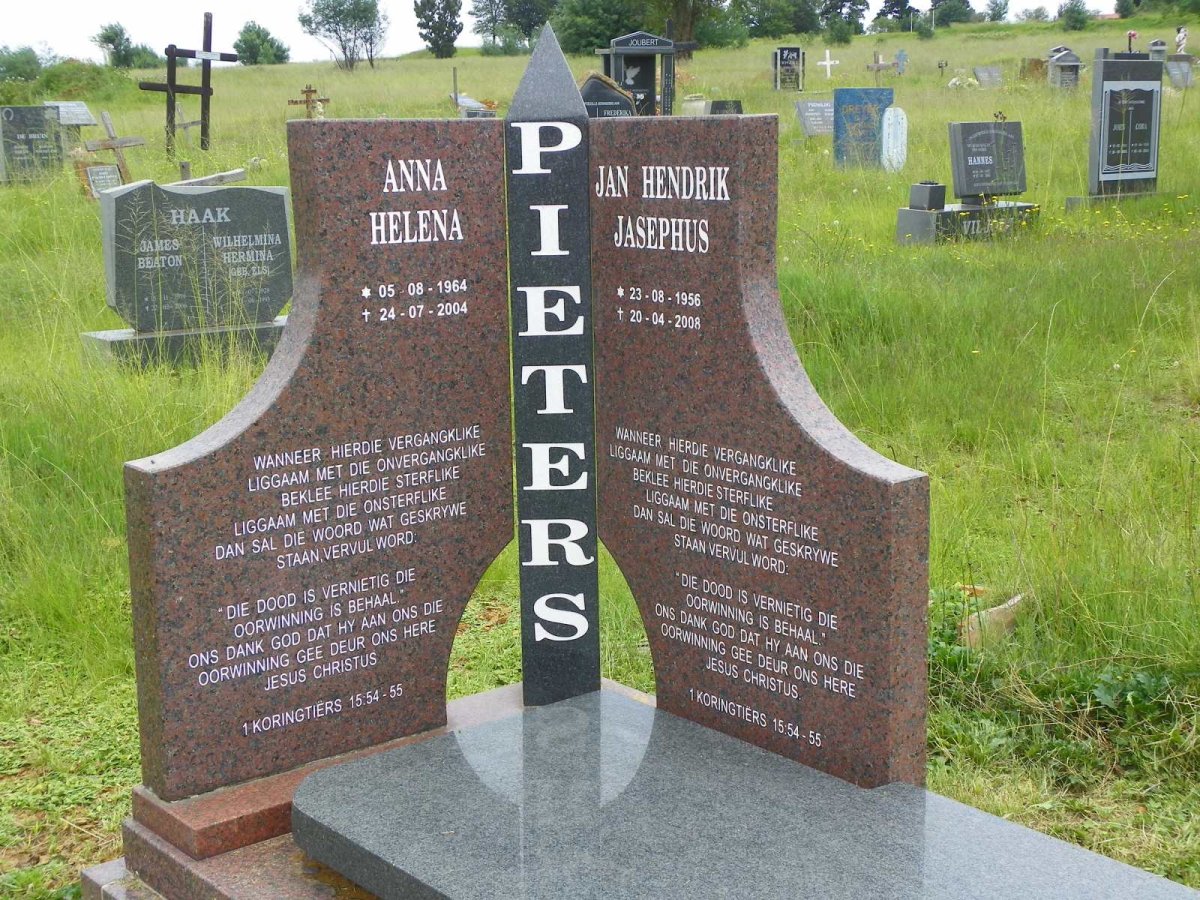 PIETERS Jan Hendrik Jasephus 1956-2008 &amp; Anna Helena 1964-2004