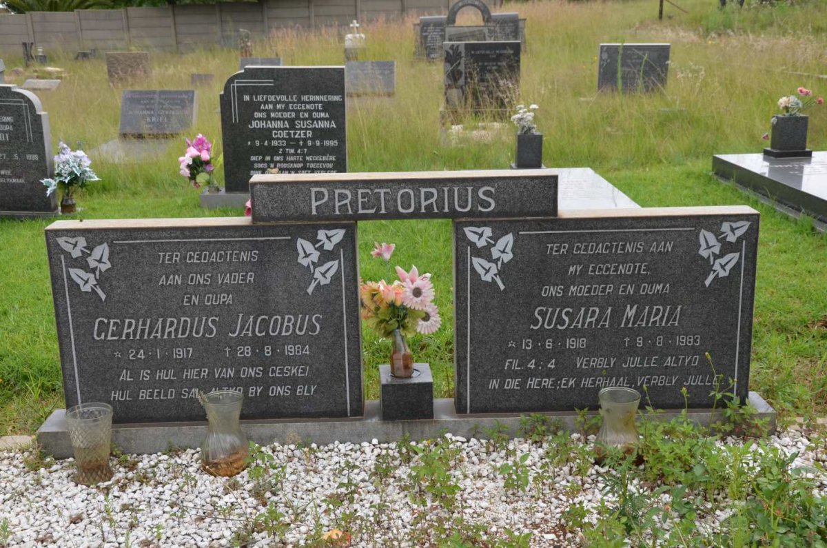 PRETORIUS Gerhardus Jacobus 1917-1984 &amp; Susara Maria 1918-1983