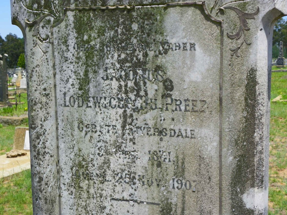 PREEZ Jacobus Lodewicus, du 1841-1907