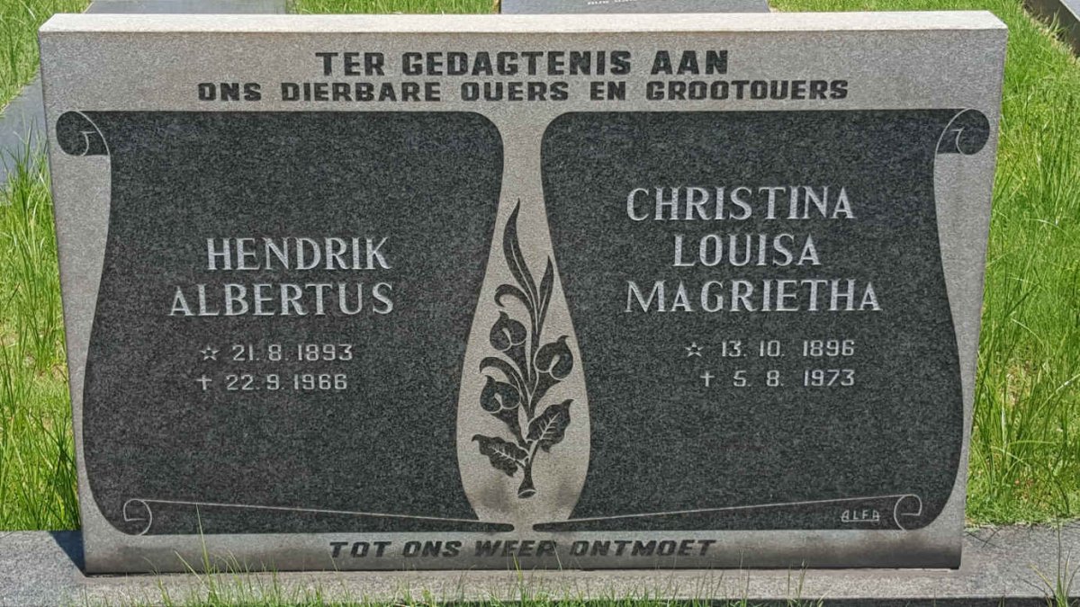 ? Hendrik Albertus 1893-1966 &amp; Christina Louisa Magrietha 1896-1973
