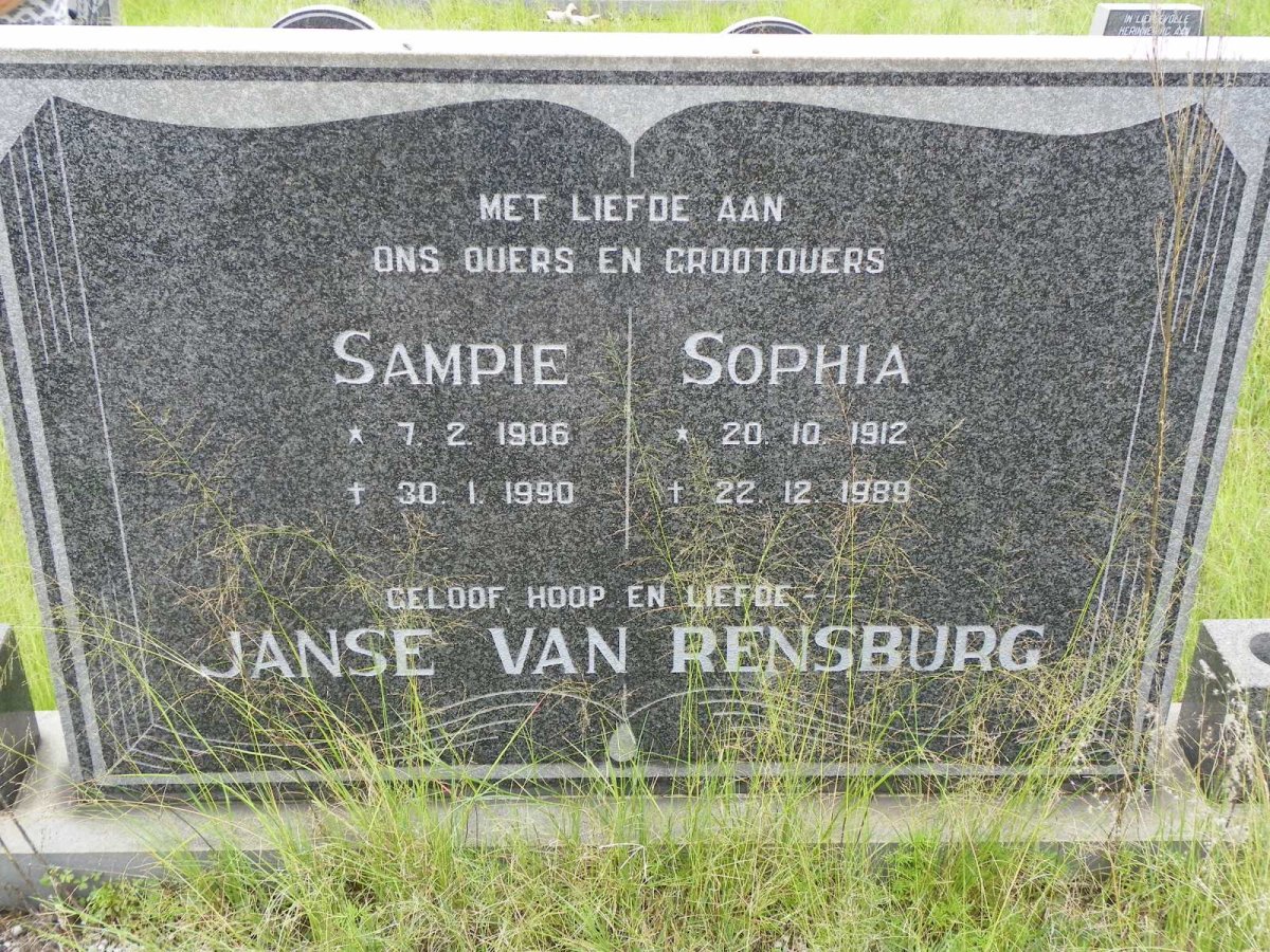 RENSBURG Sampie, Janse van 1906-1990 &amp; Sophia 1912-1989
