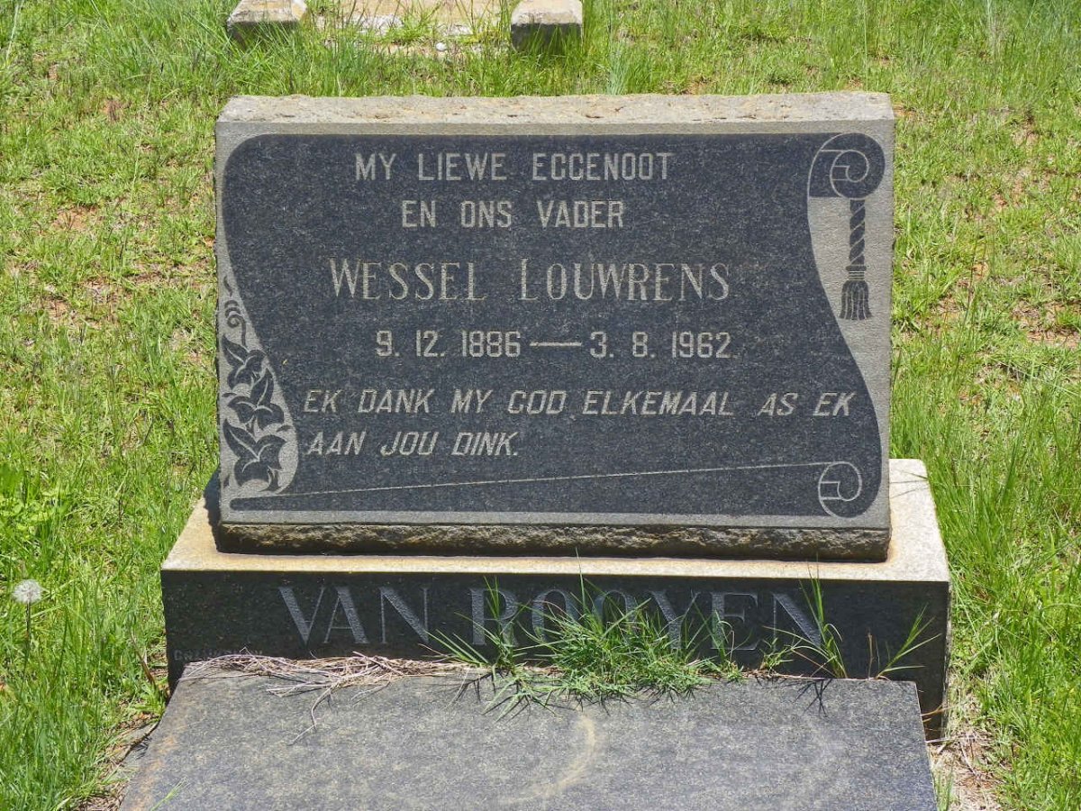 ROOYEN Wessel Louwrens, van 1886-1962