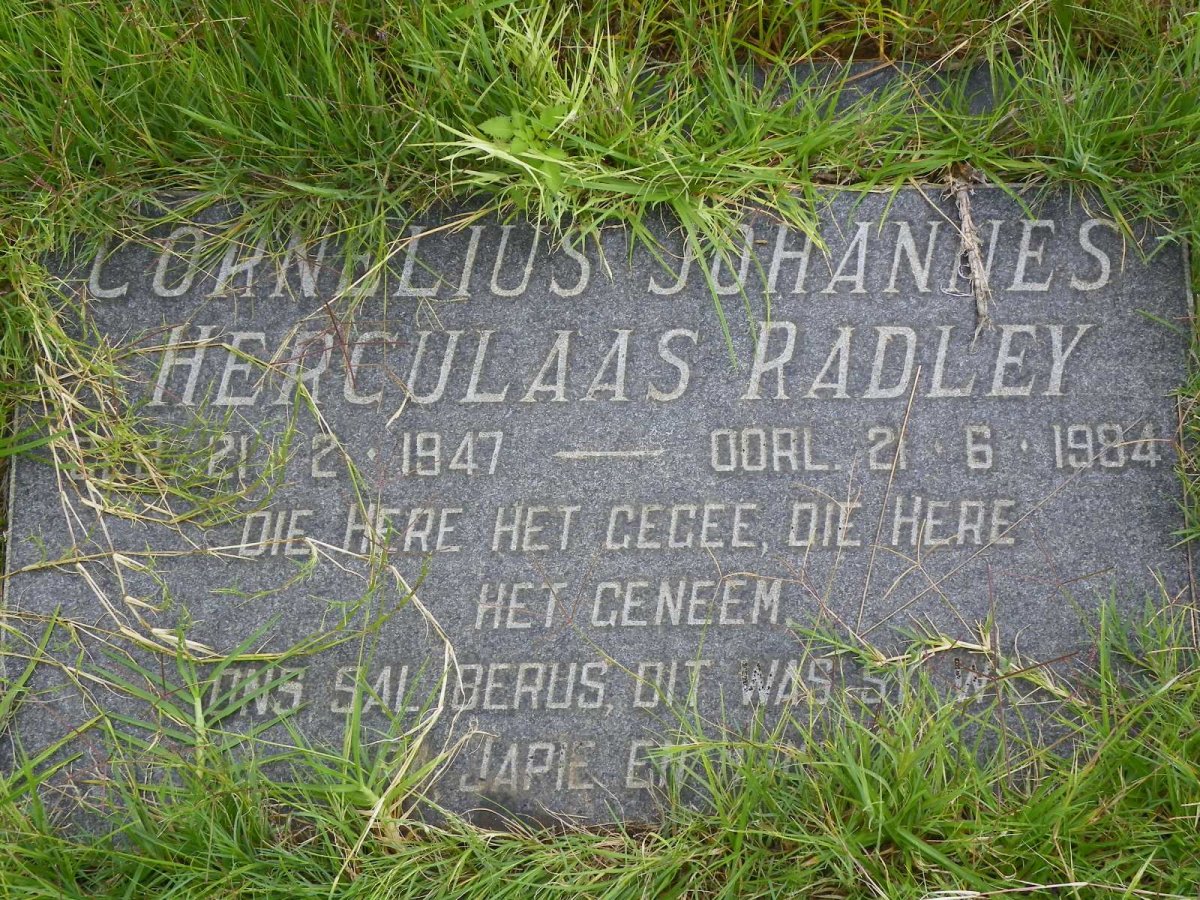 RADLEY Cornelius Johannes Herculaas 1947-1984