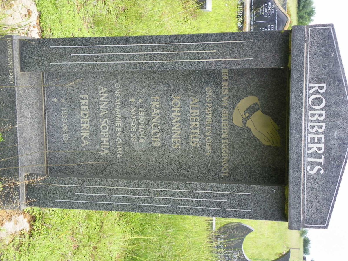 ROBBERTS Albertus Johannes Francois 1930-2005 &amp; Anna Sophia Frederika 1933-
