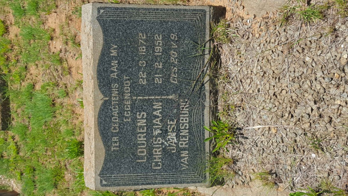 RENSBURG Lourens Christiaan, Janse van 1872-1952
