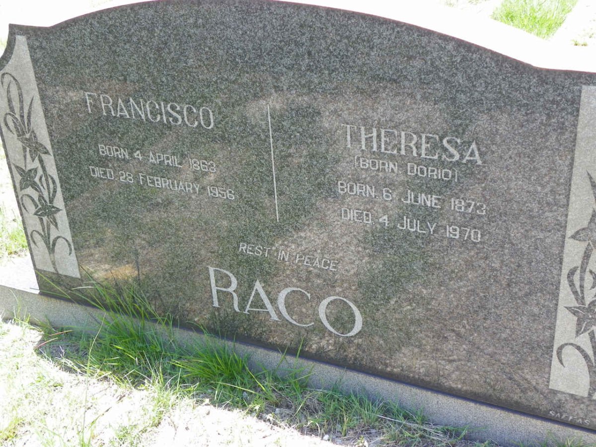 RACO Francisco 1863-1956 &amp; Theresa DORIO 1873-1970