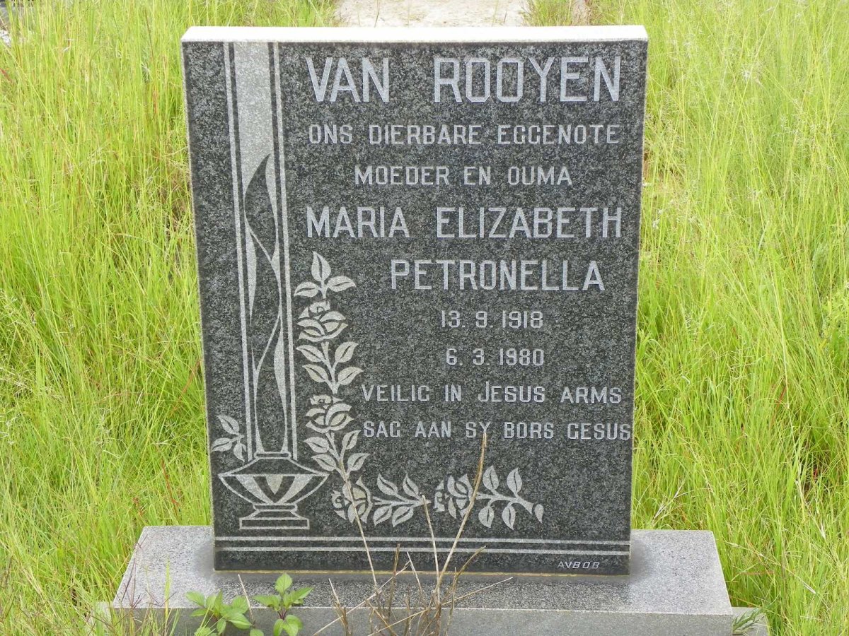 ROOYEN Maria Elizabeth Petronella, van 1918-1980
