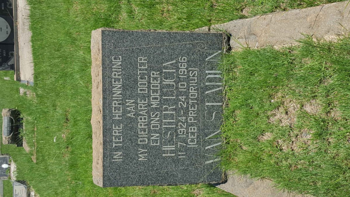 STADEN Hester Lucia, van nee PRETORIUS 1924-1966