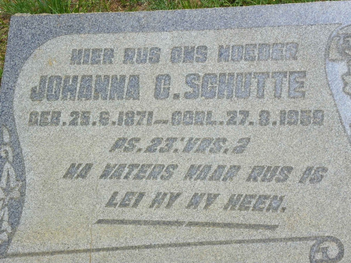 SCHUTTE Johanna C. 1871-1959