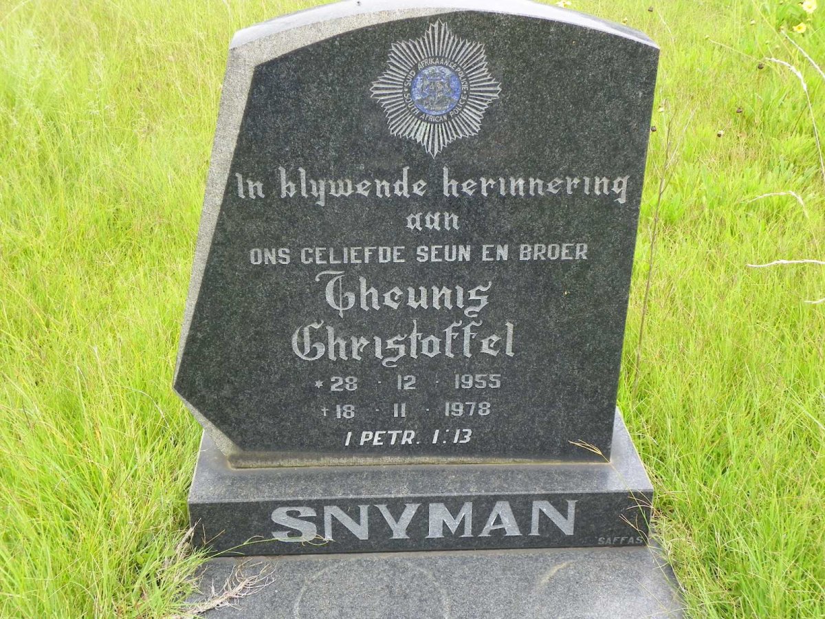 SNYMAN Theunis Christoffel 1955-1978