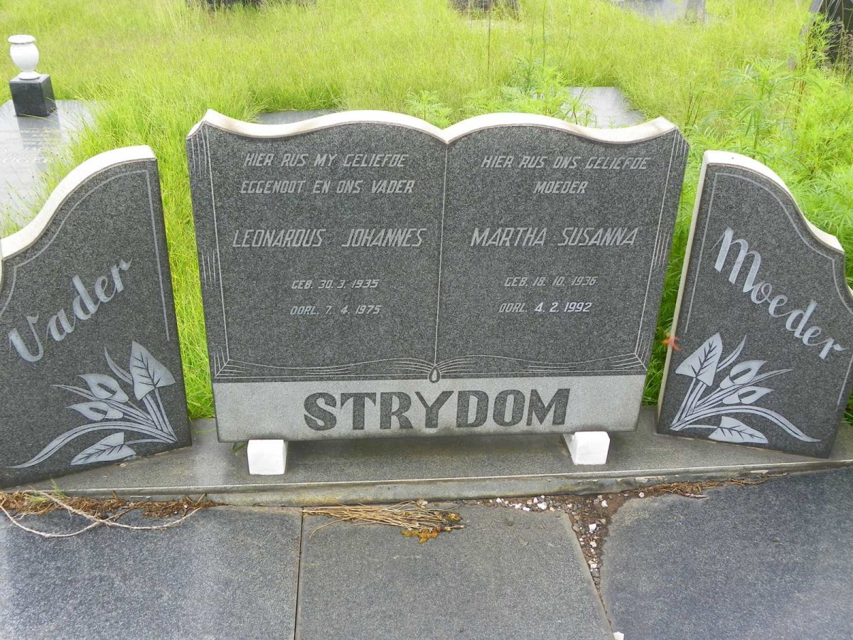 STRYDOM Leonardus Johannes 1935-1975 &amp; Martha Susanna 1936-1992