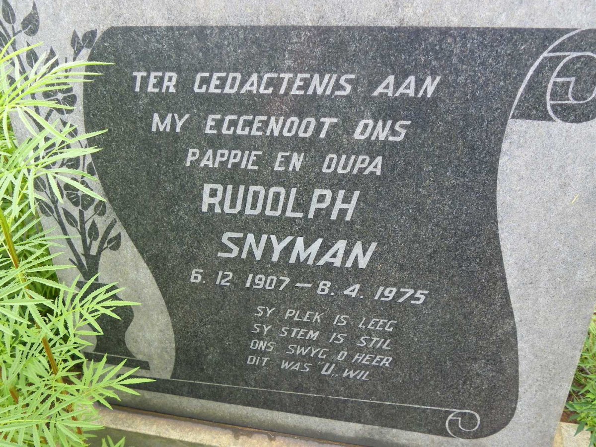 SNYMAN Rudolph 1907-1975