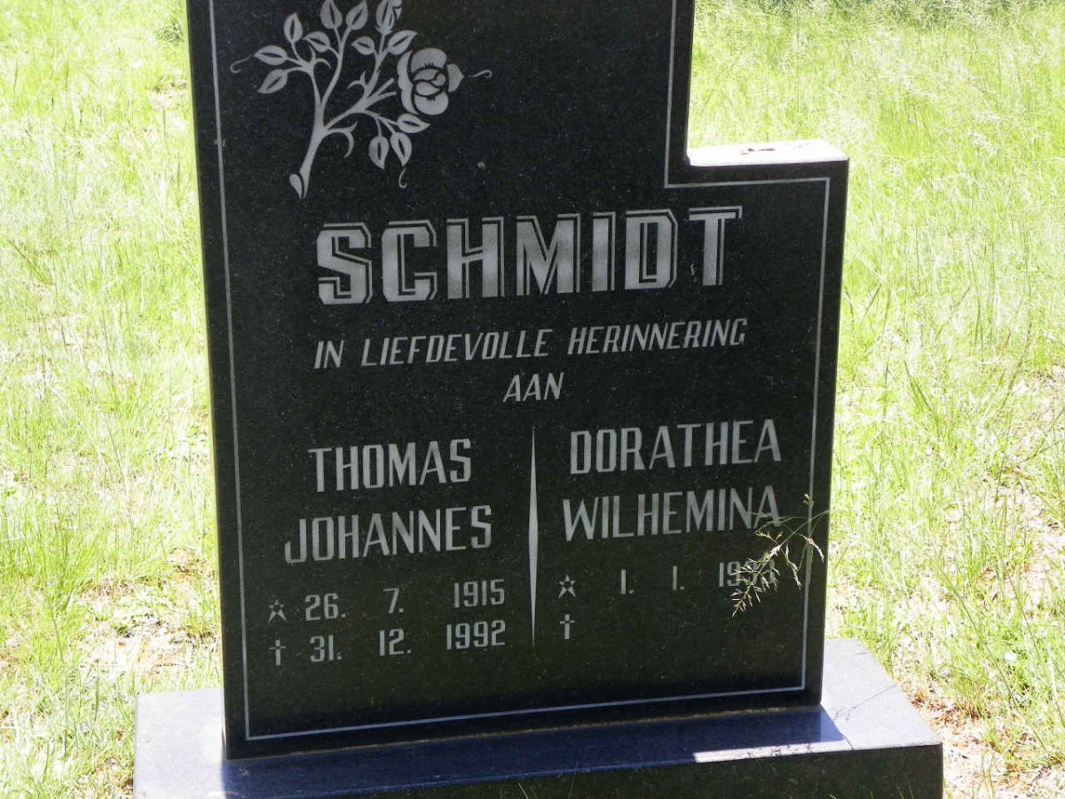SCHMIDT Thomas Johannes 1915-1992 &amp; Dorathea Wilhelmina 1933-