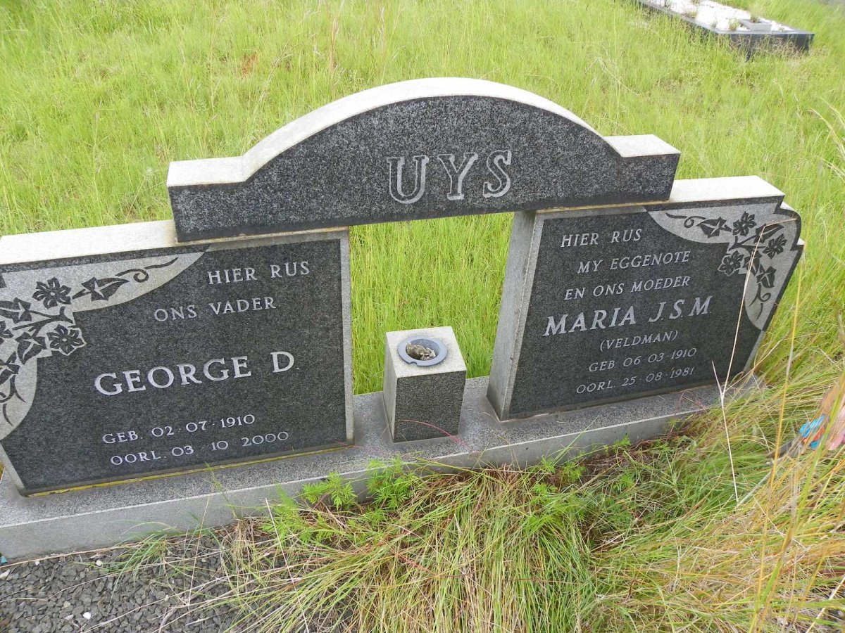 UYS George D. 1910-2000 &amp; Maria J.S.M. VELDMAN 1910-1981