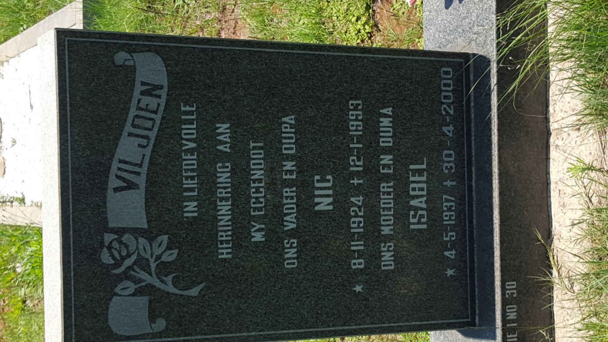 VILJOEN Nic 1924-1993 &amp; Isabel 1937-2000