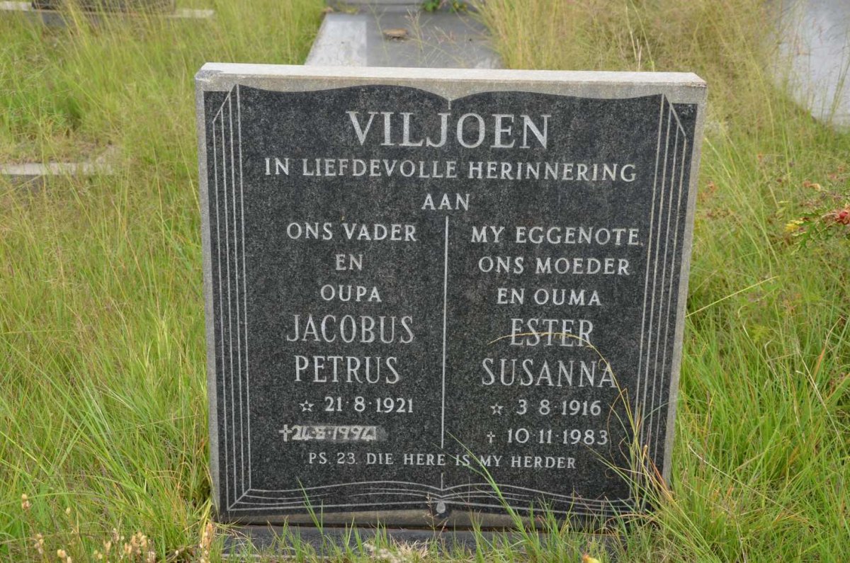 VILJOEN Jacobus Petrus 1921-1994 &amp; Ester Susanna 1916-1983