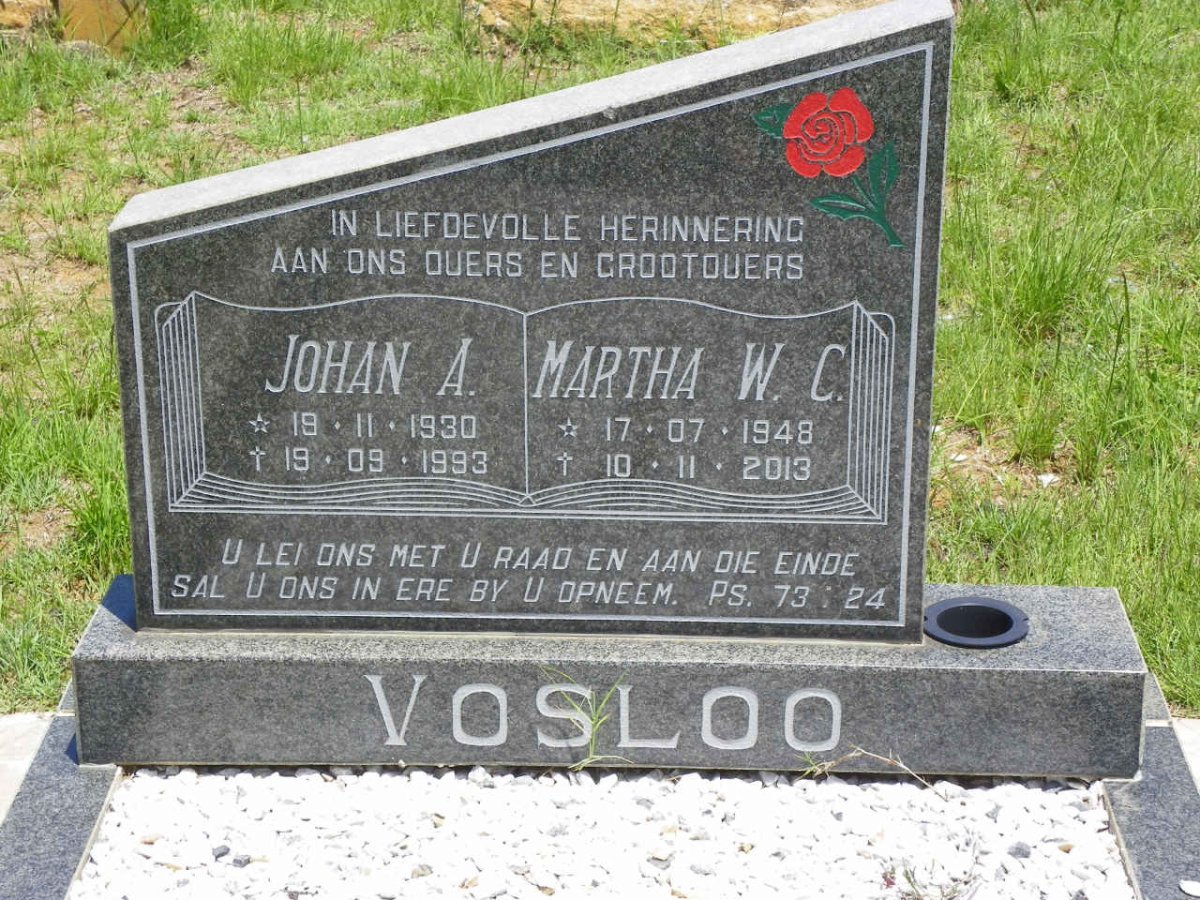 VOSLOO Johan A. 1930-1993 &amp; Martha W.C. 1948-2013