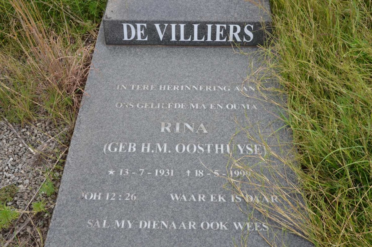VILLIERS H.M., de nee OOSTHUYSE 1931-1999