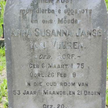 VUUREN Anna Susanna, Janse van nee KORF 1875-1929