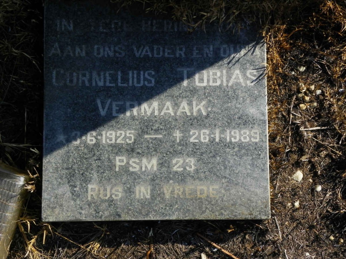VERMAAK Cornelius Tobias 1925-1989 &amp; Anna C. WOLMARANS 1929-1970