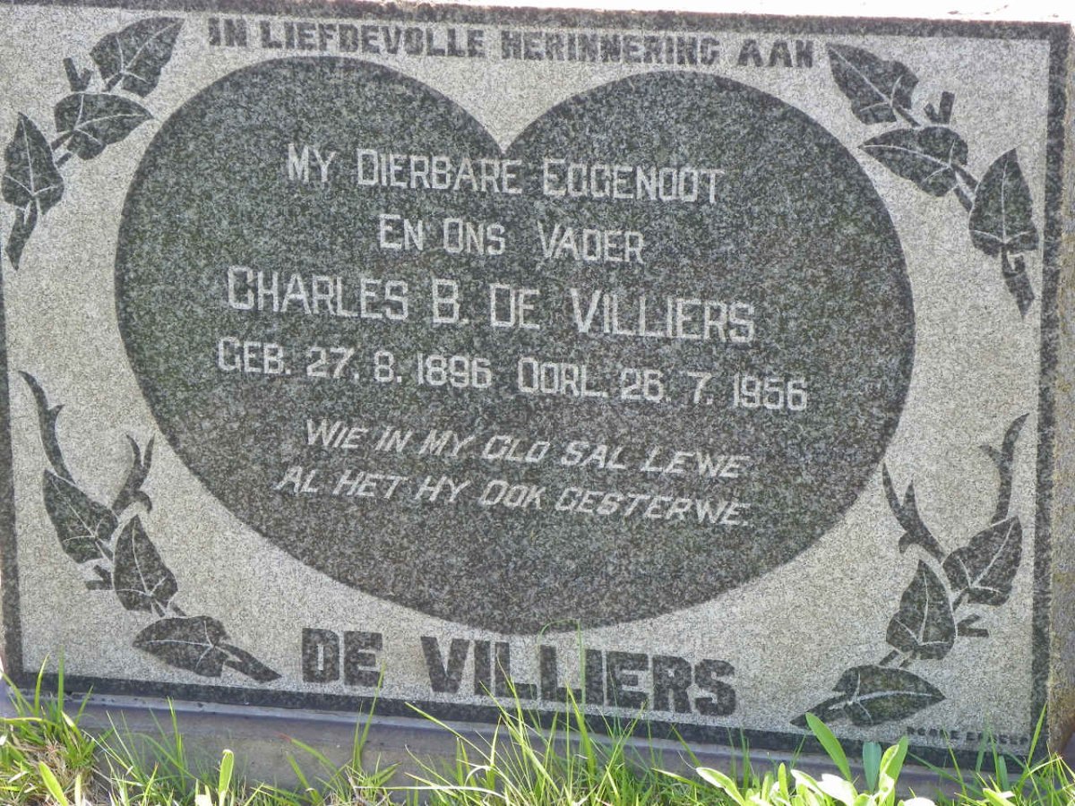 VILLIERS Charles B., de 1896-1956 &amp; Anna Magrietha KLEYN 1906-1977