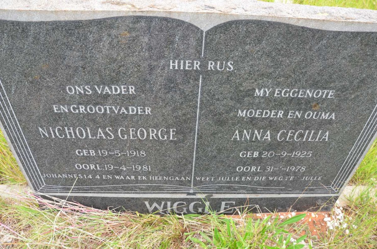 WIGGLE Nicholas George 1918-1981 &amp; Anna Cecilia 1925-1978