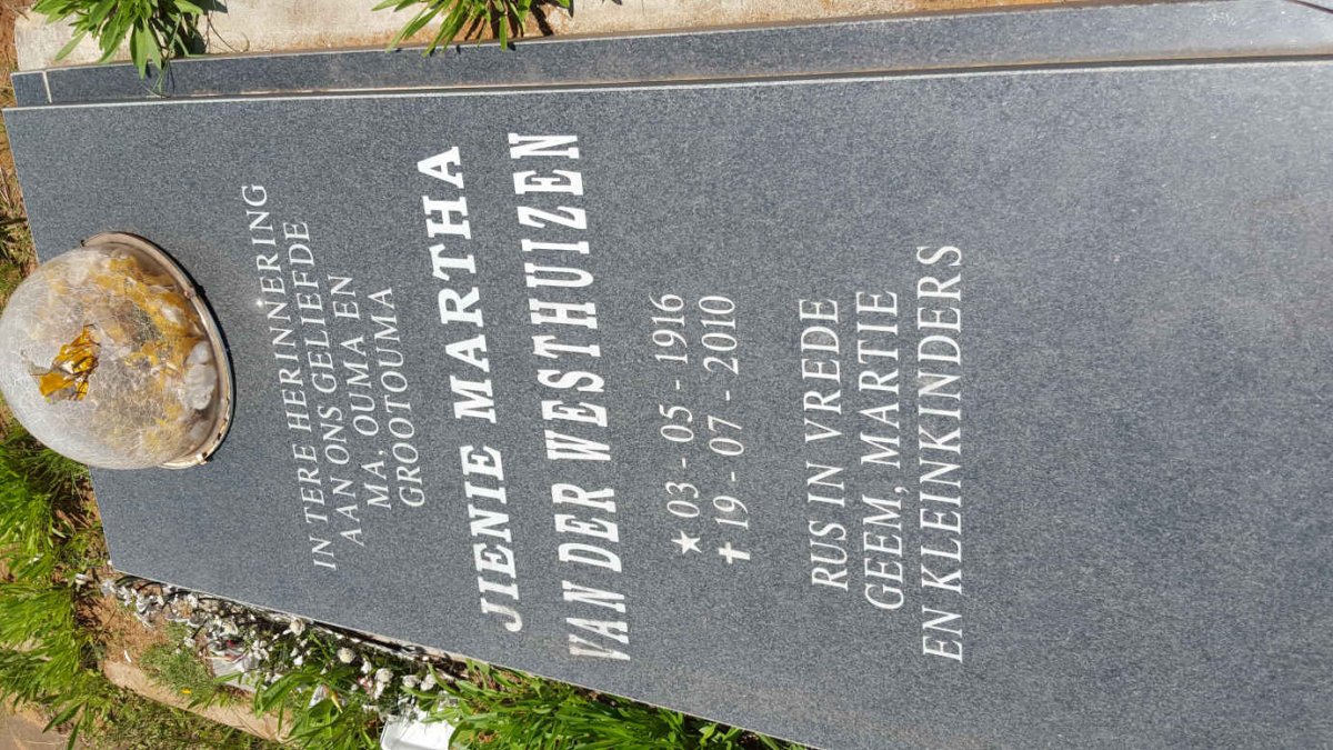 WESTHUIZEN Jienie Martha, van der 1916-2010