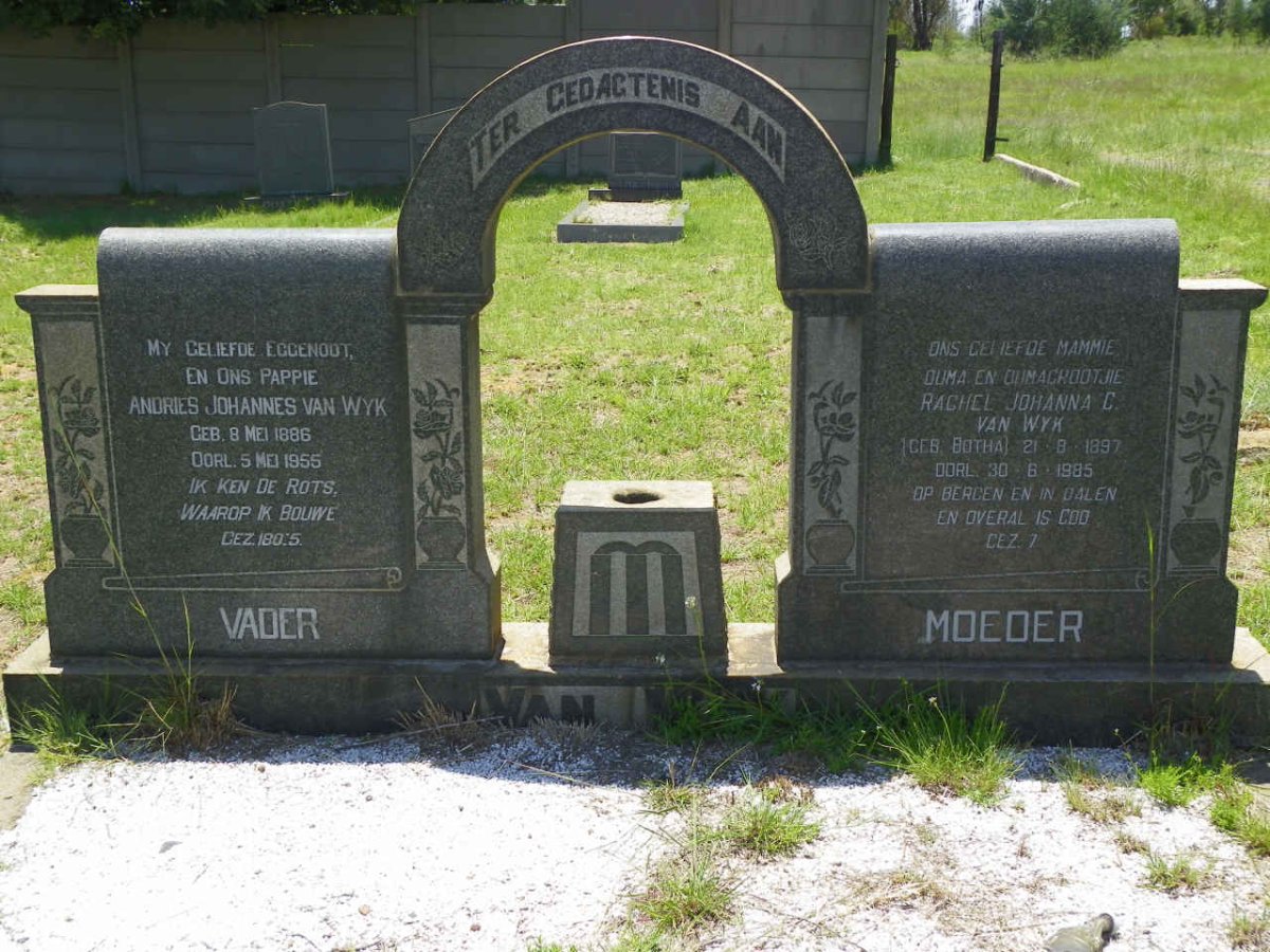 WYK Andries Johannes, van 1886-1955 &amp; Rachel Johanna C. BOTHA 1897-1985