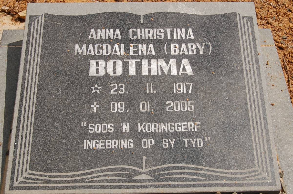 BOTHMA Anna Christina Magdalena 1917-2005