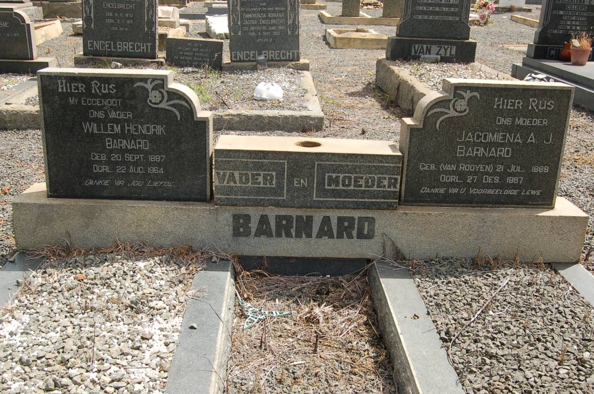 BARNARD Willem Hendrik 1887-1964 &amp; Jacomiena A.J. VAN ROOYEN 1889-1987