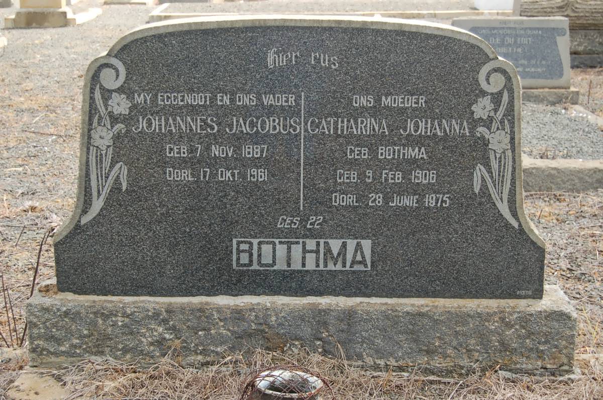 BOTHMA Johannes Jacobus 1887-1961 &amp; Catharina Johanna BOTHMA 1906-1975