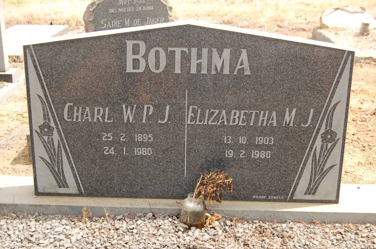 BOTHMA Charl W.P.J. 1895-1980 &amp; Elizabetha M.J. 1903-1980