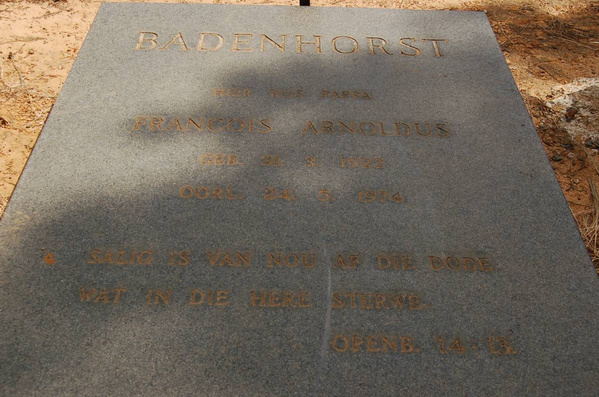 BADENHORST Francois Arnoldus 1922-1974