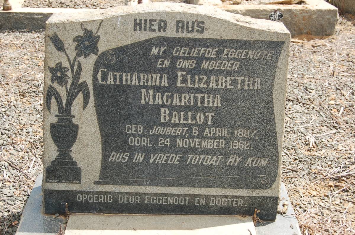 BALLOT Catharina Elizabetha Magaritha nee JOUBERT 1887-1962