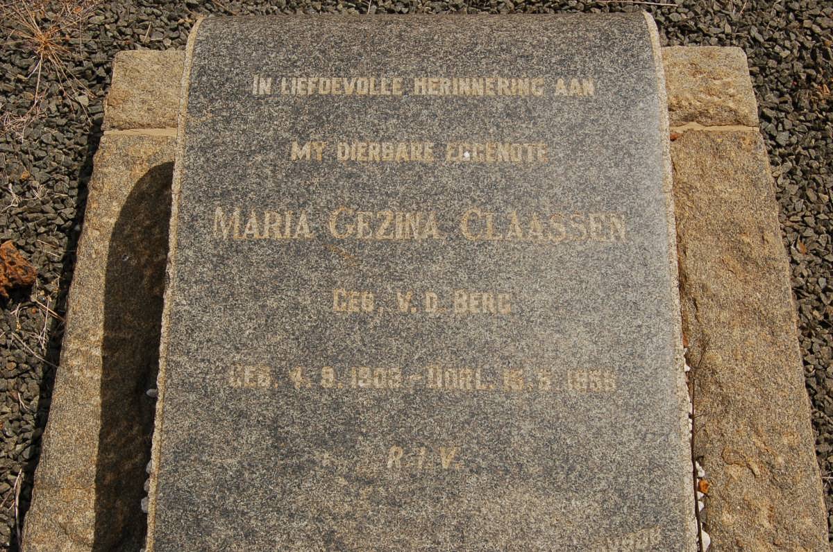 CLAASSEN Maria Gezina nee V.D. BERG 1903-1955