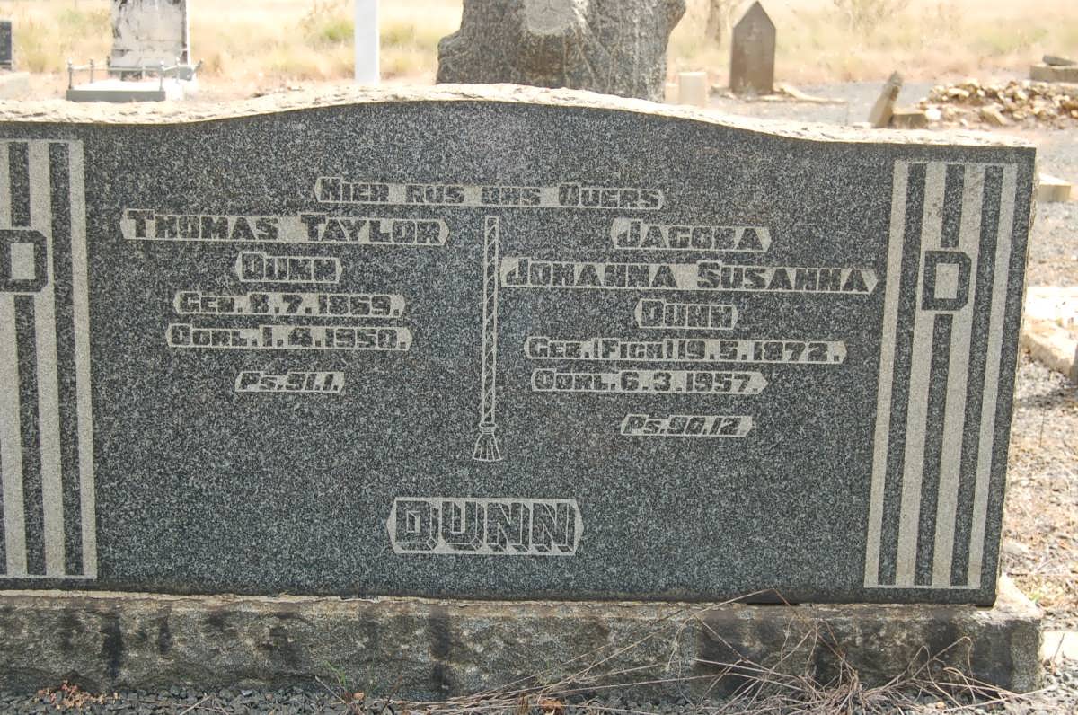 DUNN Thomas Taylor 1869-1950 &amp; Jacoba Johanna Susanna FICK 1872-1957